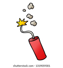 doodle de caricatura de gradiente dibujado a mano de un bastón de dinamita iluminado