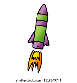 handgezeichnete Farbverlauf-Cartoon-Doodle einer Raumrakete 