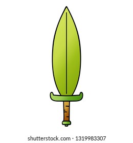 doodle de caricatura de gradiente dibujado a mano de un cuchillo de hoja mágica