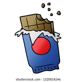 hand drawn gradient cartoon doodle of a bar of chocolate