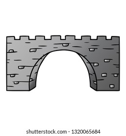 hand drawn gradient cartoon doodle of a stone bridge