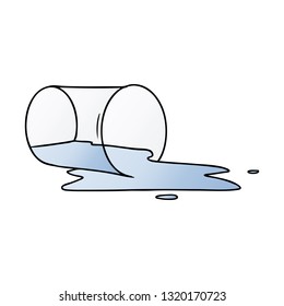 hand drawn gradient cartoon doodle of a spilt glass