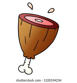 doodle de caricatura de gradiente dibujado a mano de una articulación de jamón