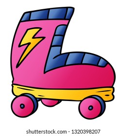 hand drawn gradient cartoon doodle roller skate boot