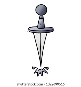 hand drawn gradient cartoon doodle of a small dagger