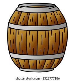 doodle de caricatura de gradiente dibujado a mano de un barril de madera