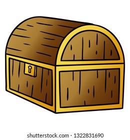 hand drawn gradient cartoon doodle of a treasure chest