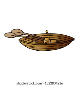 hand drawn gradient cartoon doodle of a wooden boat