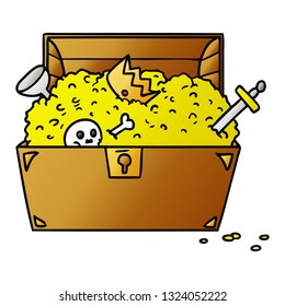 hand drawn gradient cartoon doodle of a treasure chest