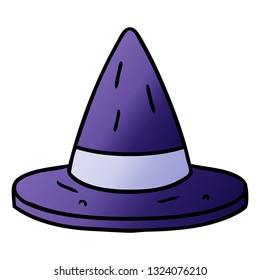 hand drawn gradient cartoon doodle of a witches hat
