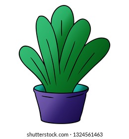 hand drawn gradient cartoon doodle of a green indoor plant