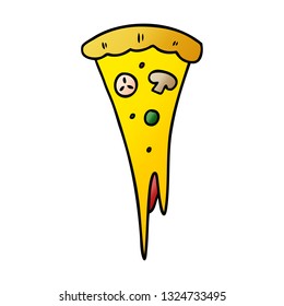 hand drawn gradient cartoon doodle of a slice of pizza
