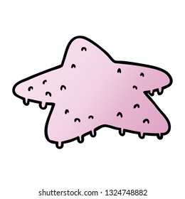 doodle de dibujos animados de gradiente dibujado a mano de un pez estrella