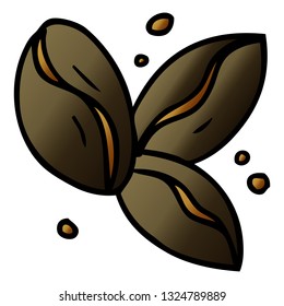 doodle de dibujos animados de gradiente dibujado a mano de tres granos de café