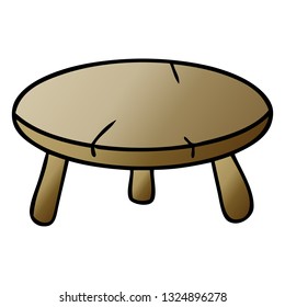 doodle de caricatura de gradiente dibujado a mano de un taburete de madera