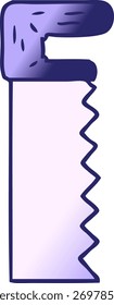 hand drawn gradient cartoon doodle of a metal saw in bright neon color