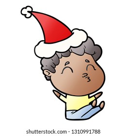 caricatura de gradiente dibujada a mano de un hombre pudriendo con sombrero santa