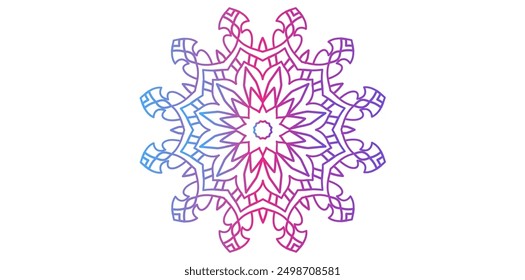 Ilustración vectorial de diseño de mandala floral degradado dibujado a mano.	