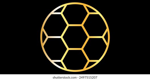 Hand Drawn Gradient Golden Sport Football Logo On Black Background, Sport Team Football Vector Illustration.	
