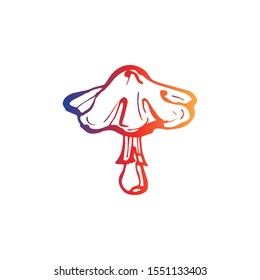 Hand drawn gradient mushroom isolated on white background. Vector illustration