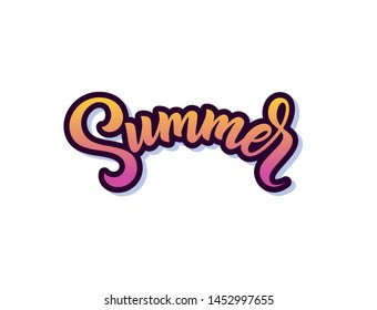Hand drawn gradient "Summer" lettering phrase. Can be used for poster, postcard, banner, online presentation, icon, tag designs. Vector eps10.