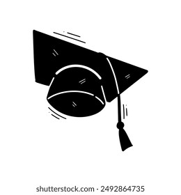 Hand Drawn Graduation Cap Illustration. Doodle Vector. Isolated on White Background - EPS 10 Vector