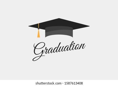 Hand Drawn Graduation Cap Logo Design. Vector Illustration