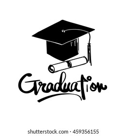 Hand Drawn Graduation Word Cap Certificate Vector File