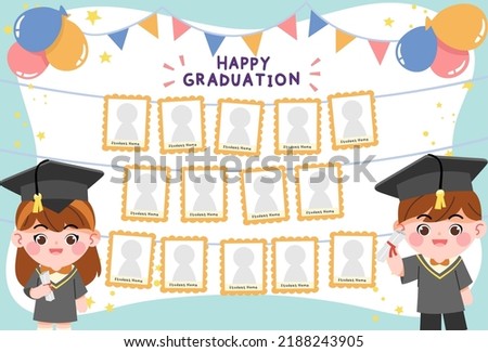 Hand drawn graduation yearbook cute vector illustration