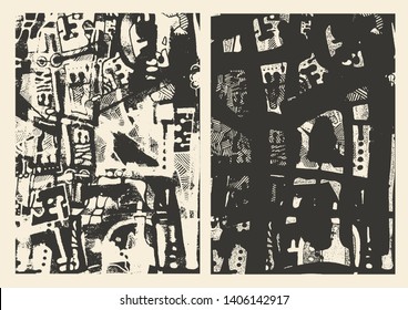 Hand drawn Graffiti Abstract Background Set. vector illustration