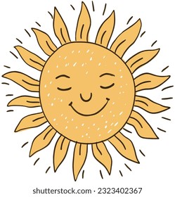 Hand drawn graffiti cartoon yellow sun