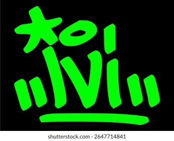 Hand drawn graffiti of "Ivy" in green with black background. Urban leafy street art ideal for climbing plants, botanical design, and nature elements.