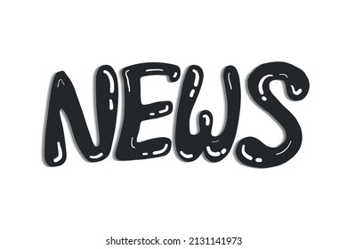 Hand Drawn Graffiti Style News Calligraphy Isolated on White background. Breaking News written in jelly ink style. 