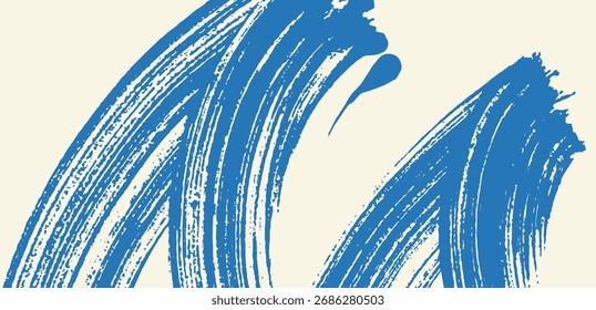 Dibujado a mano granulado azul trazo de pincel en negrita con textura en aerosol. 
