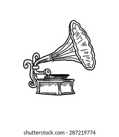 hand drawn gramophone