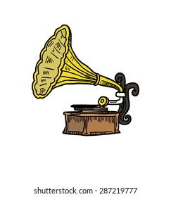hand drawn gramophone