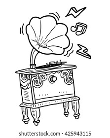 hand drawn gramophone