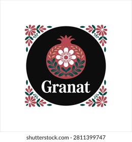 Hand drawn granat circle emblem
