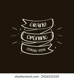 Hand Drawn Grand Opening Calligraphy Text Vector Design.
