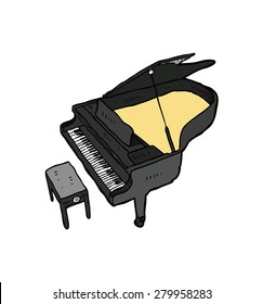 hand drawn grand piano