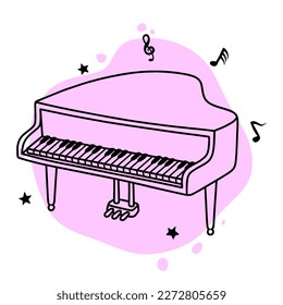 hand drawn grand piano musical instrument.