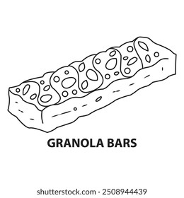 Hand Drawn Granola Bar Illustration. Food and Snacks Coloring Page. Bold and Easy Designs for Adults and Kids. Granola Bar meal Coloring Page