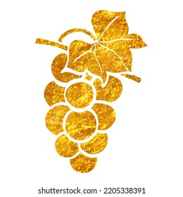 Hand drawn Grape icon in gold foil texture vector illustration