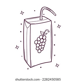 hand drawn grape juice box vector illustration svg