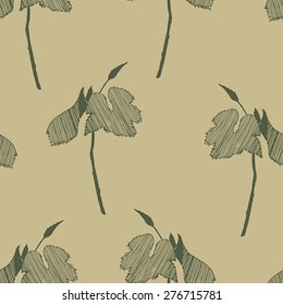 hand drawn grape leafs seamless pattern. floral seamess pattern vector illuctration