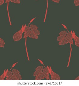 hand drawn grape leafs seamless pattern. floral seamess pattern vector illuctration
