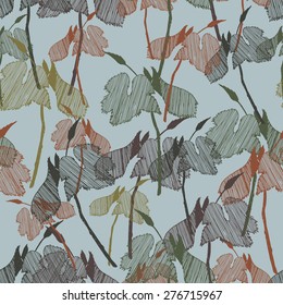 hand drawn grape leafs seamless pattern. floral seamess pattern vector illuctration