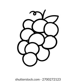 Icono de elemento de contorno de uva dibujado a mano