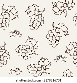 Hand Drawn Grape Seed Seamless Pattern