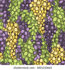  Hand drawn  grapes. Vector  seamless pattern. 